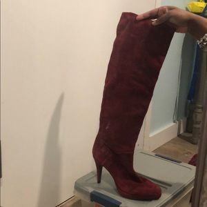 Burgundy suede boots